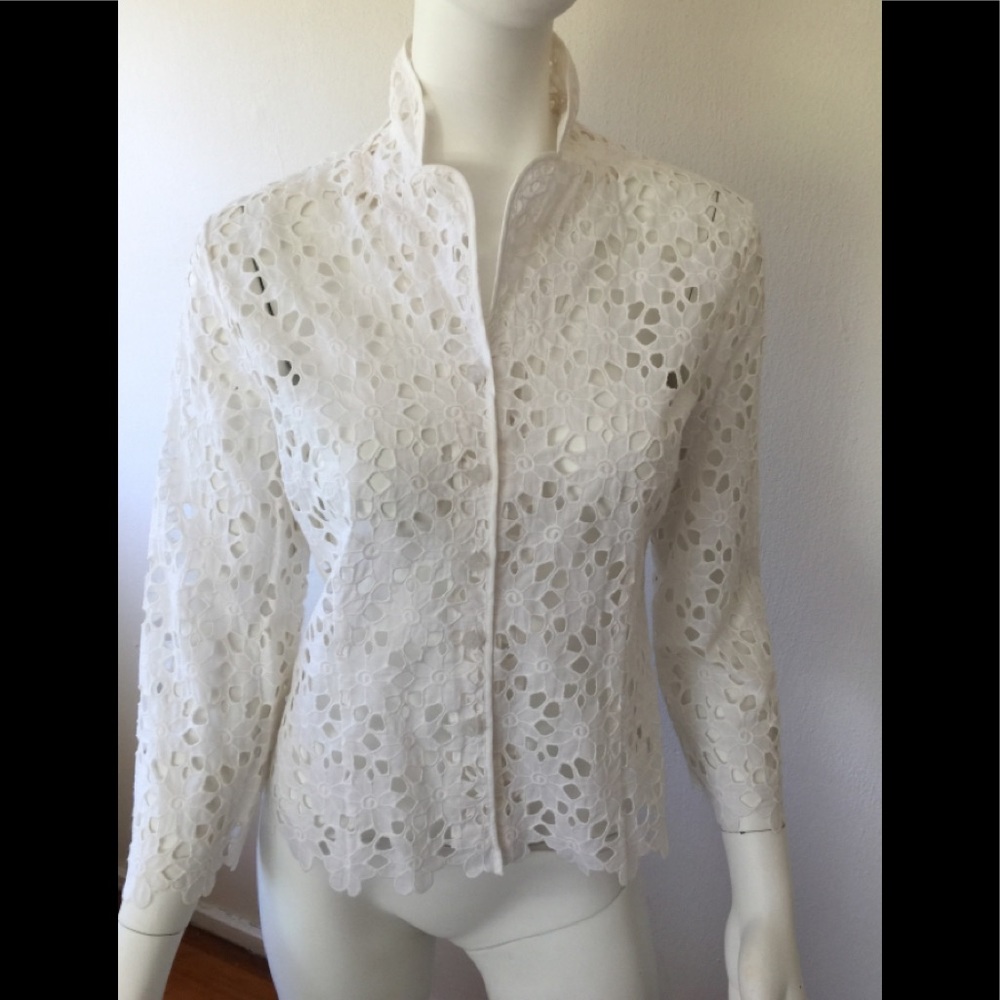 Lily Pulitzer white cotton cut out blouse/jacket